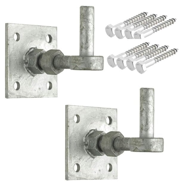 EDH Door Hardware Galvanised Adjustable Hook on Plate Gate Hinge Set – 100mm (4") Heavy Duty Pair
