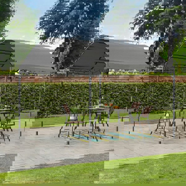 300cm Wide Outdoor Metal Arched Pergola with Shade Dark Grey Canopies & Gazebos Living and Home 