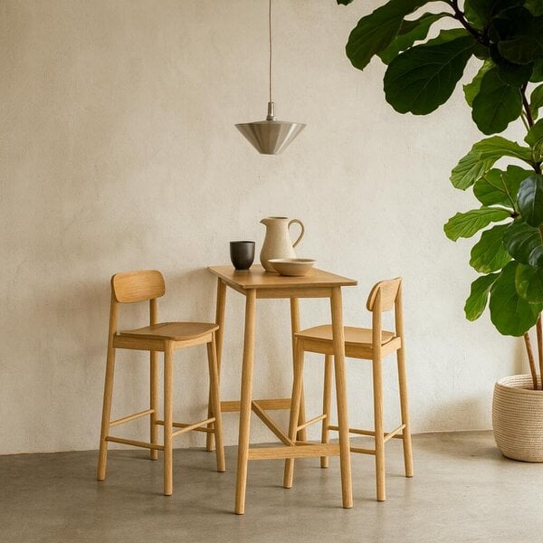Wyld Haus Brno Kitchen Dining Set Natural Oak Effect Bar Table + 2 Bar Stools