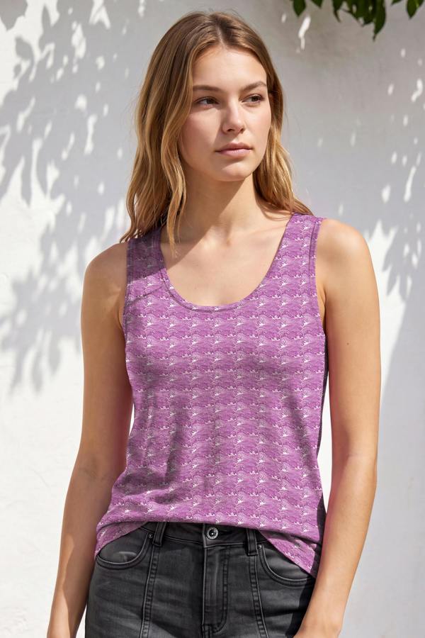 ENORSIA Wave-Printed Basic Scope Neck Vest