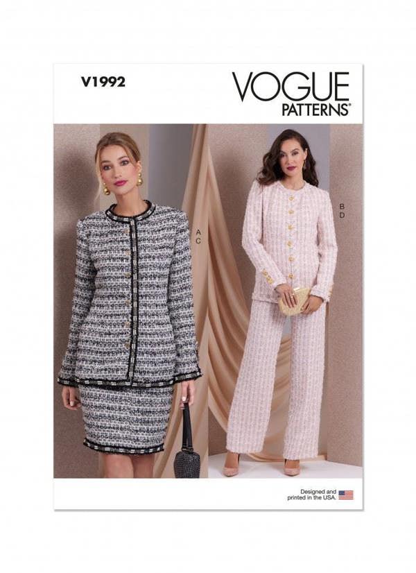 Vogue Sewing Pattern 1992, Jackets, Skirts, Trousers, Suits for Women, B5 (8-10-12-14-16) - Advanced