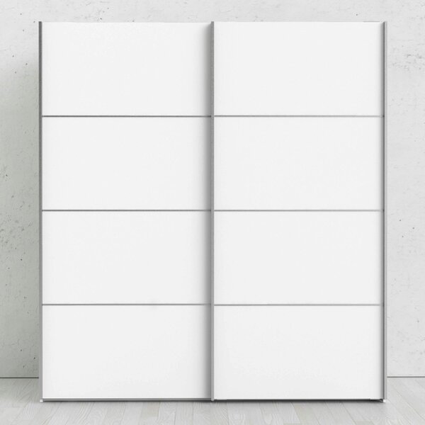 Wyld Haus Bordeaux Wide White Double Sliding Door Wardrobe 5 Shelves 180cm