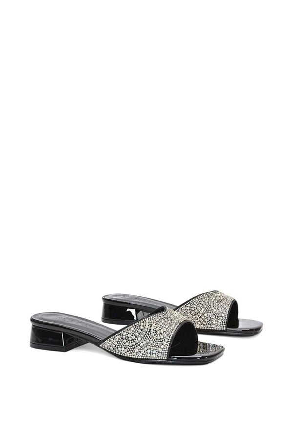 XY LONDON Low Heel Sandal Mules With Diamante Details