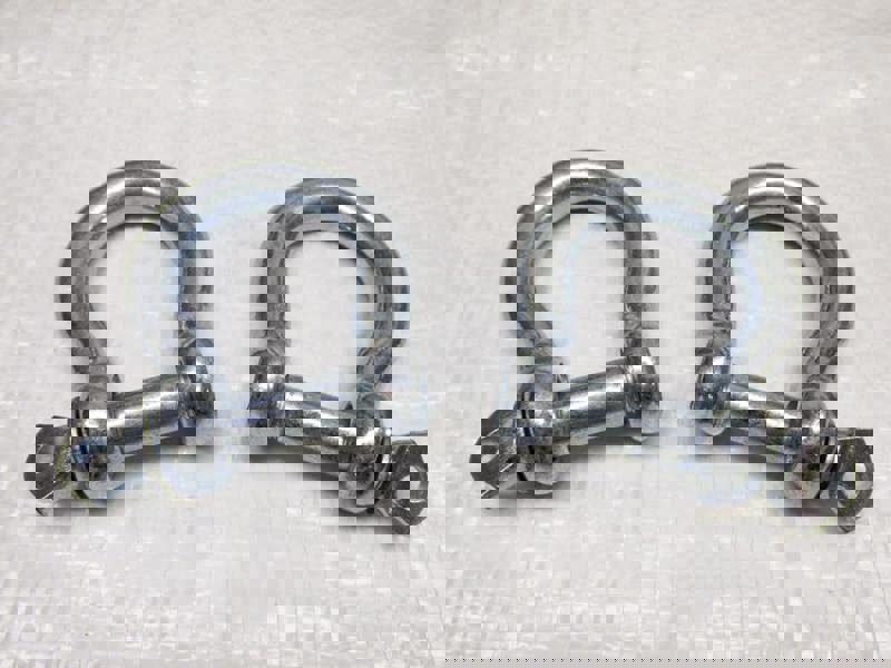 x2 22MM Galvanised Commercial Bow Shackles - Chain Connector Caravan Tether