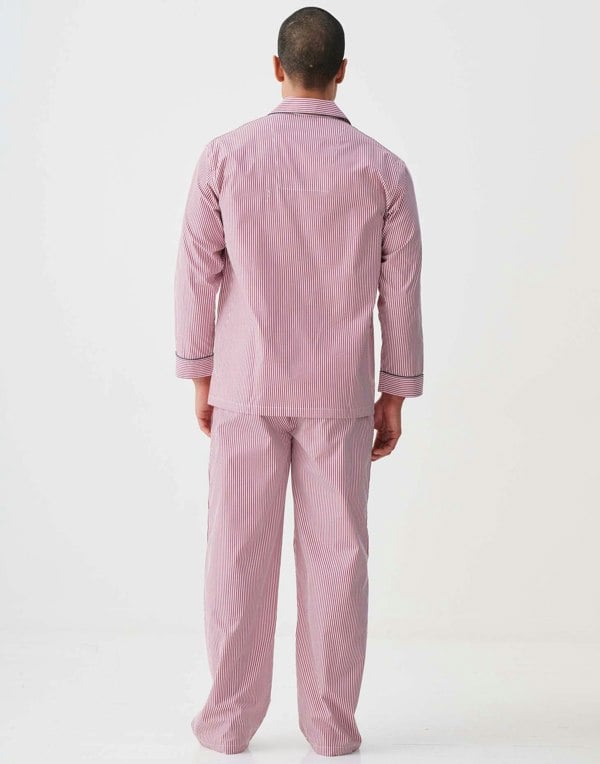 British Boxers Men's Crisp Cotton Pyjama Set – St James Red Pinstripe