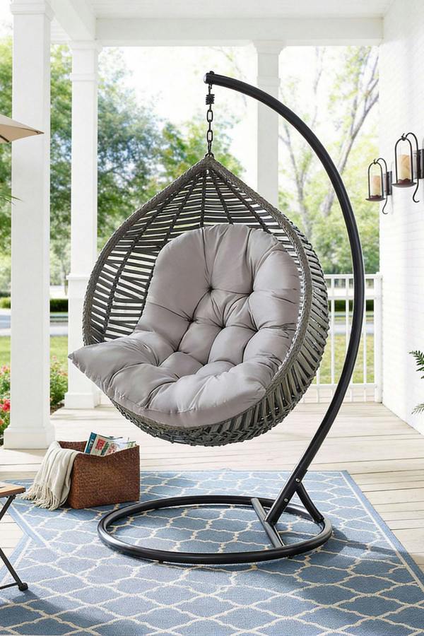 80cm W x 108cm H Light Grey Hanging Egg Swing Chair Cushion