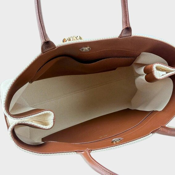 Versace Medusa Head Large Canvas Belt Tote Bag Beige