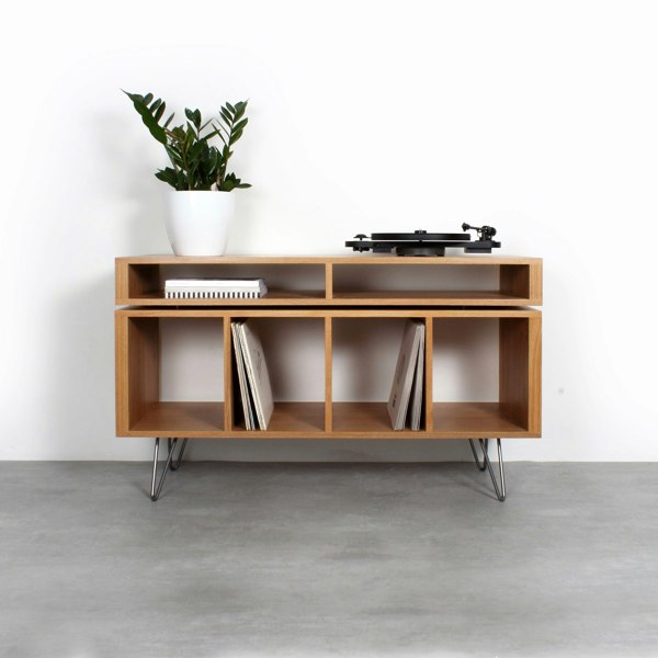 The Urban Editions Kelston Record Player Cabinet on Hairpin legs