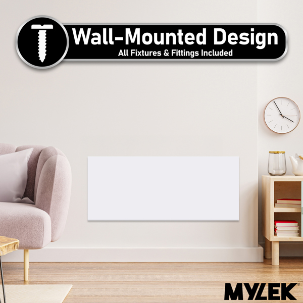 MYLEK Panel Space Heater White 2KW Eco, Smart and WiFi App Slimline Low Energy - Wall Mounted, Bathroom IPX4