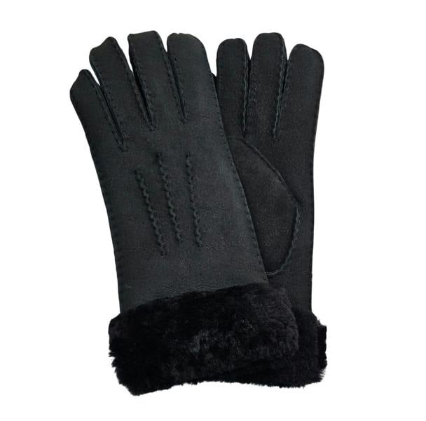 Infinity Leather Womens Genuine Sheepskin Suede Gloves with Fur Cuff