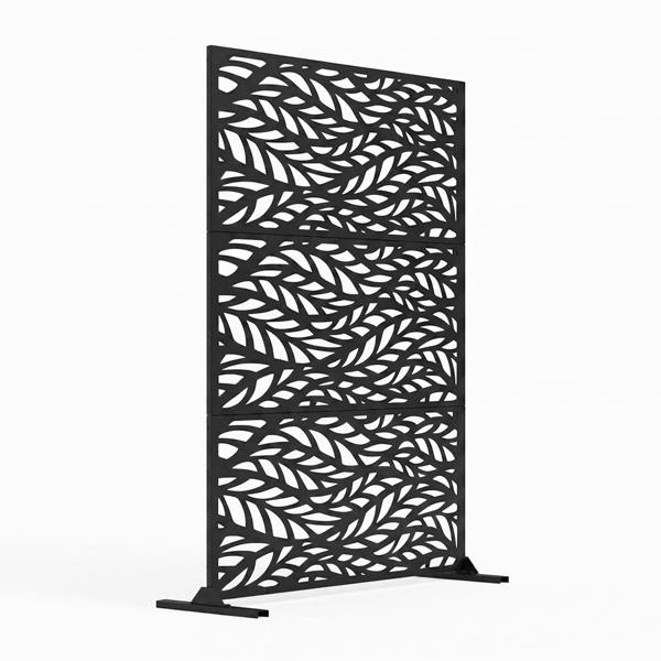 Nicoman Metal Indoor/Outdoor Privacy Screen 90cm x 180cm - Leaf - Black
