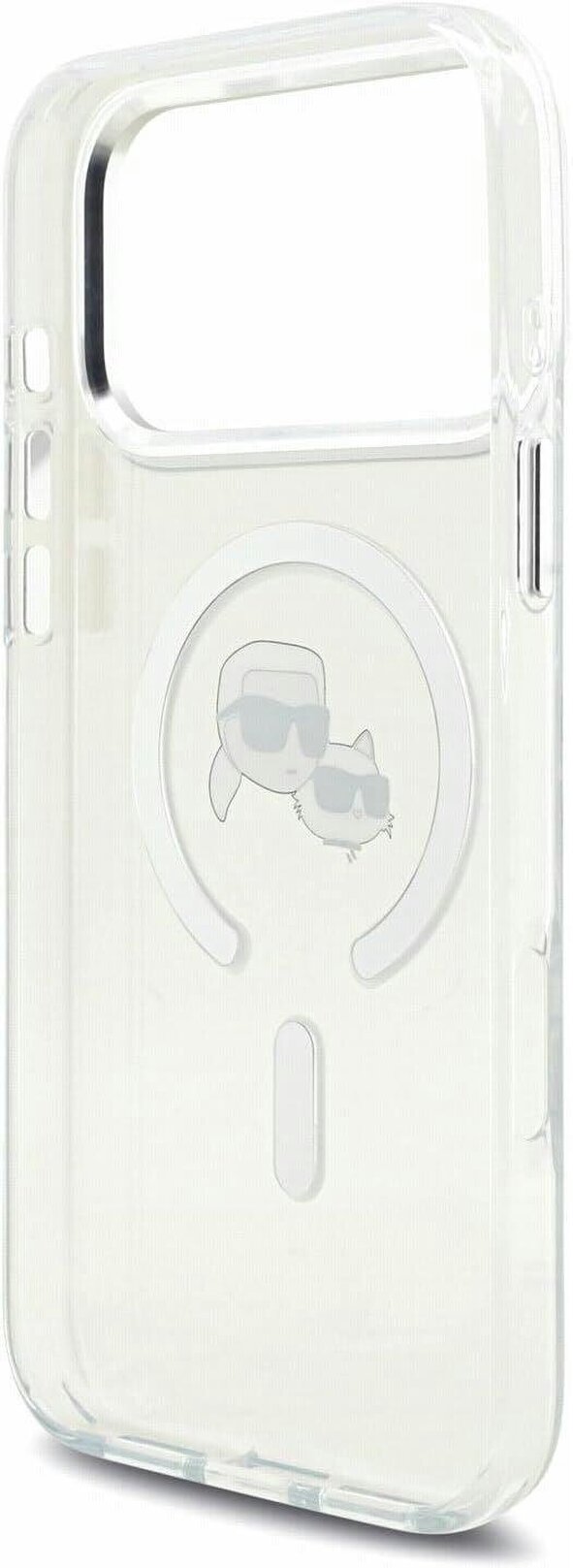 Karl Lagerfeld IML Karl & Choupette Head Metal Frame Case with MagSafe for iPhone 17/18 Pro Max 6.9" Clear - KLHMP18XHLSKCH