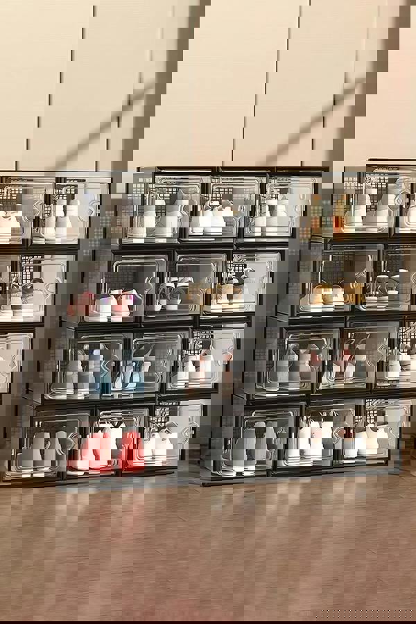 Living and Home 12pcs Stackable Shoe Storage Box Organiser Black