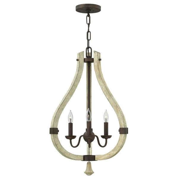 3 Bulb Chandelier Hanging Pendant LIght Iron Rust LED E14 60W Bulb Loops