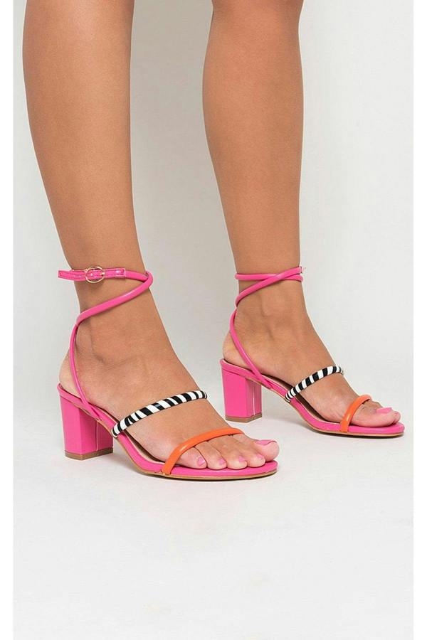 Shelby Strappy Block Heeled Sandals - Fuschia