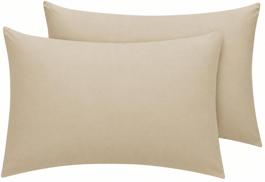 Night Zone Housewife Polycotton Pillowcases Pair – Plain Dyed Easy Care Bed Linen - Latte