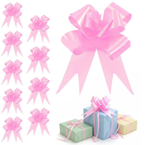 30mm Light Pink Pull Bows, 10 Pack to 60 Pack Ribbon Gift Bows for Wrapping and Decor image 1
