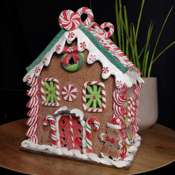 Samuel Alexander 23cm Battery Operated LED Christmas Gingerbread Candy Chalet Decoration