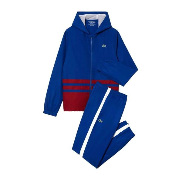 Lacoste Mens Sportsuit Tennis Tracksuit - Navy Blue/Bordeaux/White - 