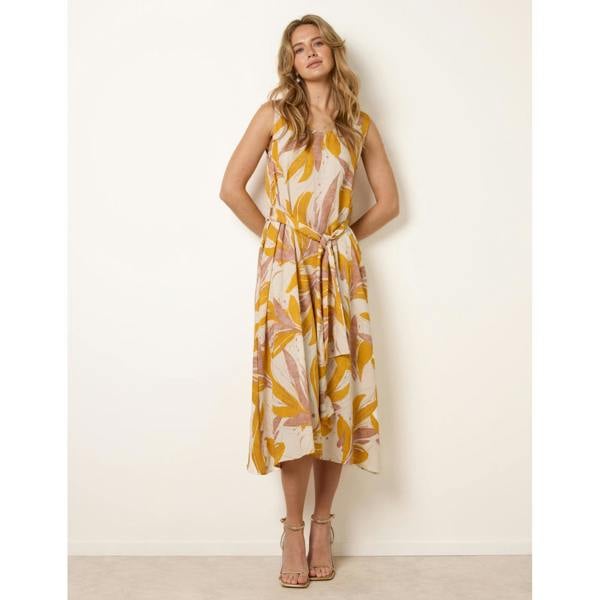 Blue Vanilla Leaf Print Dress