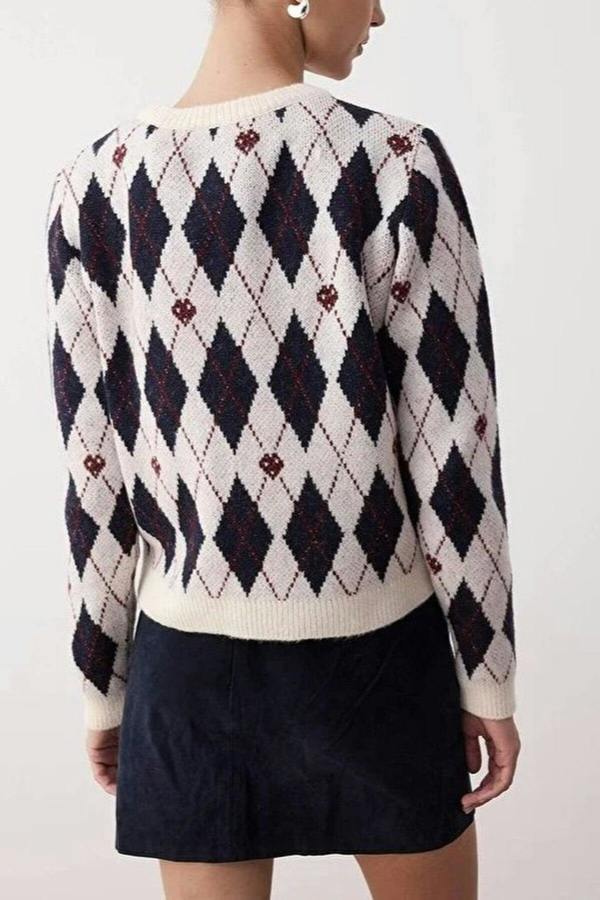 WOVCOR Soft Textured Patterned Glittery Knit Sweater