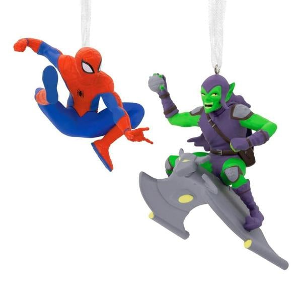Marvel Spiderman/Green Goblin Hallmark Storied Moments Christmas Tree Ornaments Set