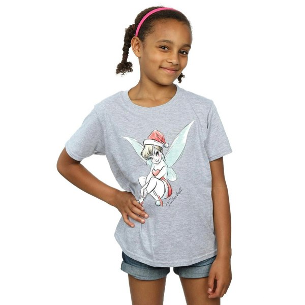 Disney Girls Tinkerbell Christmas Fairy Cotton T-Shirt - Sports Grey