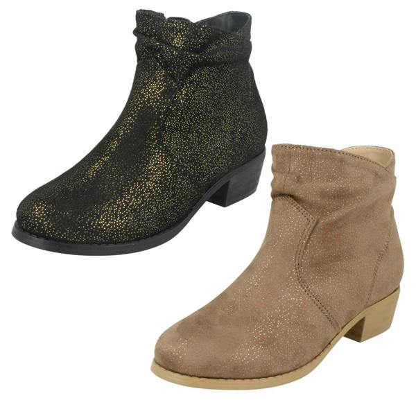 Spot On Girls Spot On Mid Heel Rouched Ankle Boots