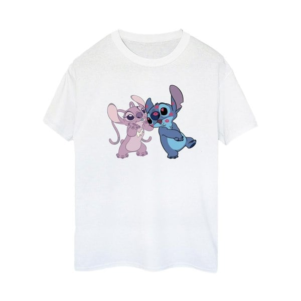 Disney Womens/Ladies Lilo & Stitch Kisses Cotton Boyfriend T-Shirt - White