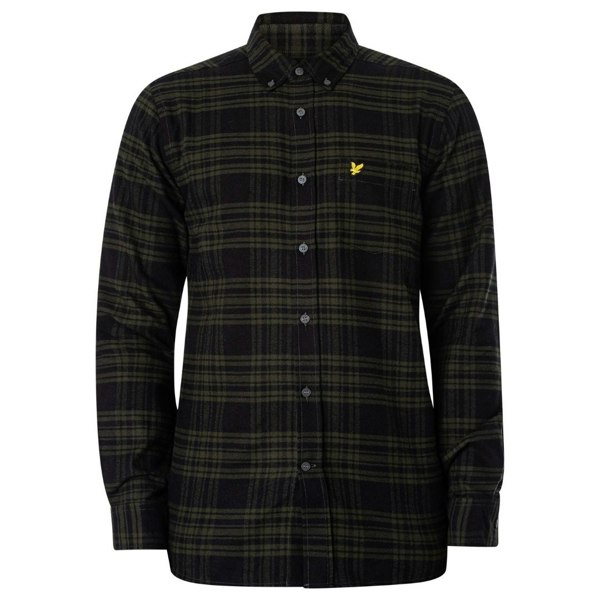 Lyle & Scott Long Sleeve Mountain Moss Green Checkered Flannel Shirt XS