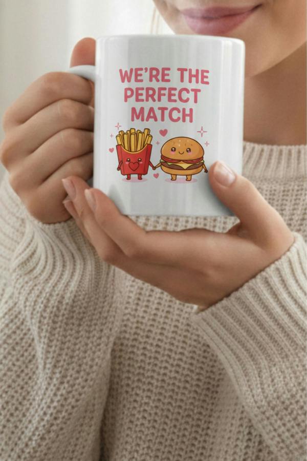 Dyzi We’re The Perfect Match Printed Ceramic Mug Valentine’s Day Gift