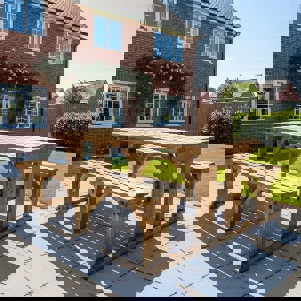 Arbor Garden Solutions Abies Picnic Table Benches Set - Rustic Finish