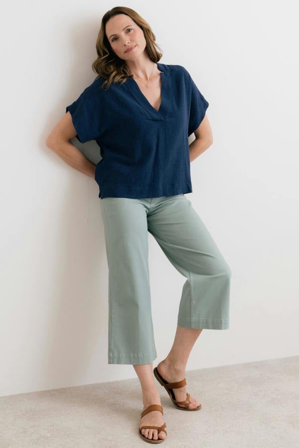Lily & Me Orchard Linen Blend Shell Top Navy