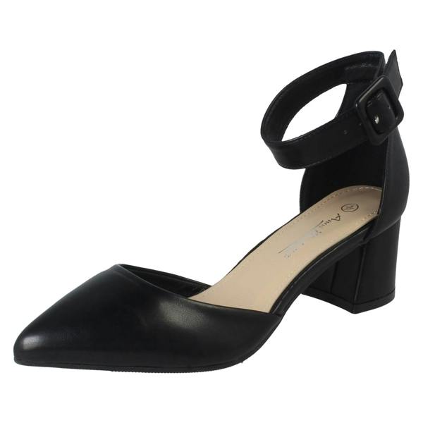 Anne Michelle Ladies Anne Michelle Block Heel Closed Pointed Toe Court Shoes F90125