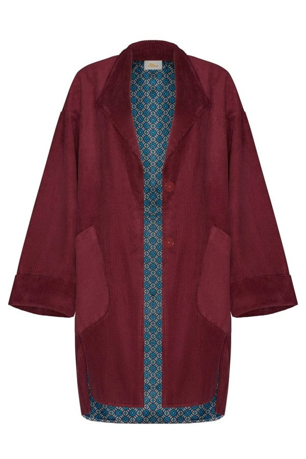 Bo Carter Hilmar Corduroy Oversized Jacket - Burgundy