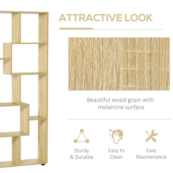 Natural wood-grain melamine surface on a light 8-cube bookcase