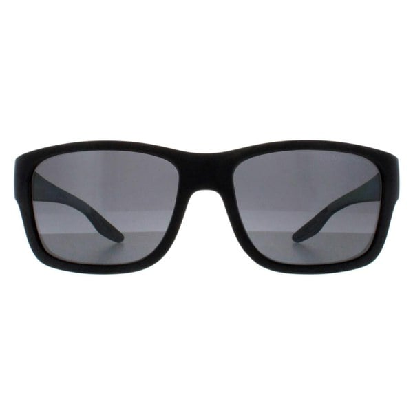 Prada Sport Sunglasses PS01WS UFK07H Grey Rubber Dark Grey Silver Mirror Polarized