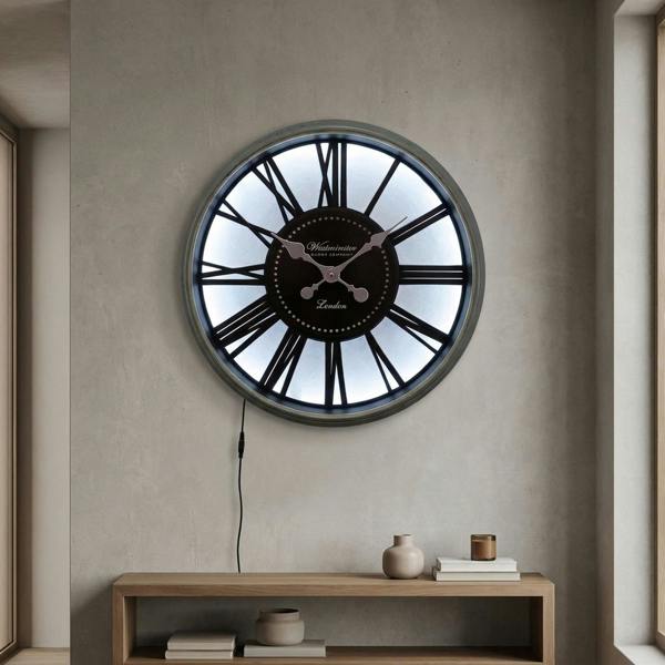 Garden Greatness Contemporary Gun Metal LED Wall Clock