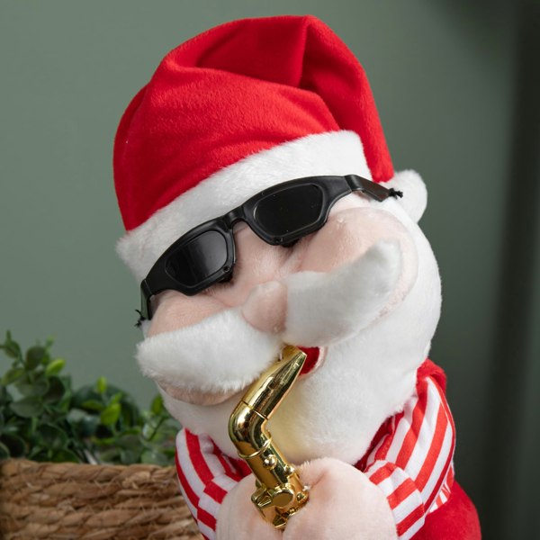 Samuel Alexander 35cm Battery Powered Animated and Singing Santa with Saxophone Decoration