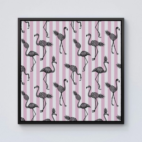 Warren Reed Pineapple Flamingo Framed Canvas