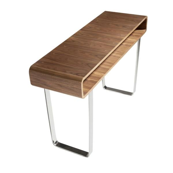 Angel Cerdá Rectangular Walnut and Chromed Steel Console Table 3000