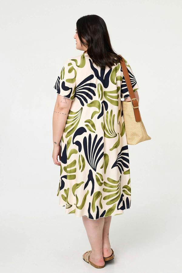 Khaki | Curve Angel Sleeve Relaxed Midi Dress