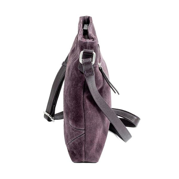 Pia Fine Lines Purple Suede Leather Cross-Body Bag