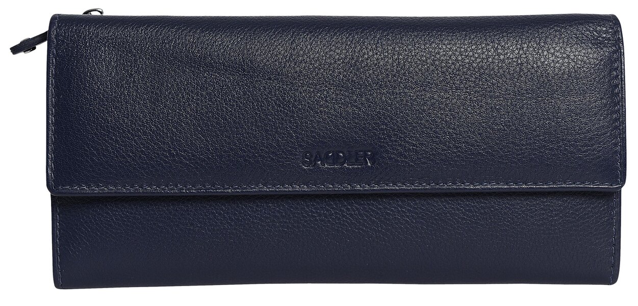 SADDLER CLAIRE Long Leather Trifold Purse - 18 Card Slots, Dual Zip Pockets, and Note Sections - RFID Protected