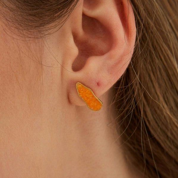 Spero London Molten Dripping Coral and Amber Sterling Silver Gold Plated Earrings