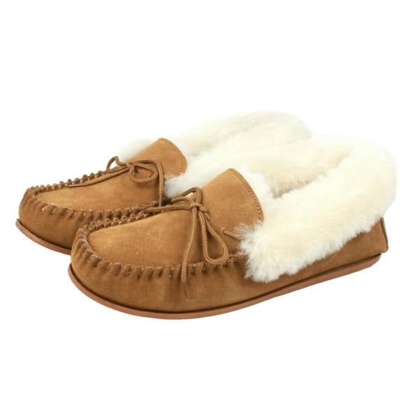 Eastern Counties Leather Womens Sasha Sheepskin Hard Sole Moccasins - Chestnut/Natural