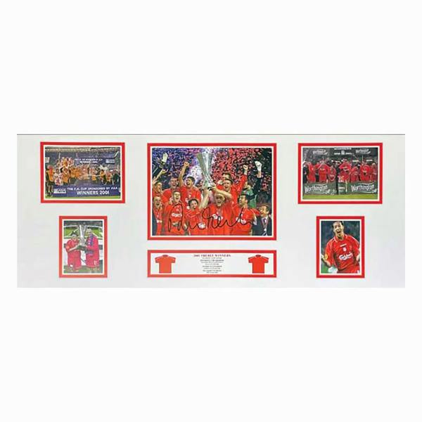 Robbie Fowler signed Liverpool 2001 Treble Winners storyboard — Standard Framing