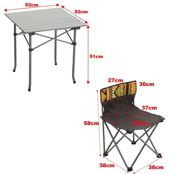 5 Piece Folding Camping Table and Chairs Set Portable with Carrying Bag Sun Loungers Living and Home