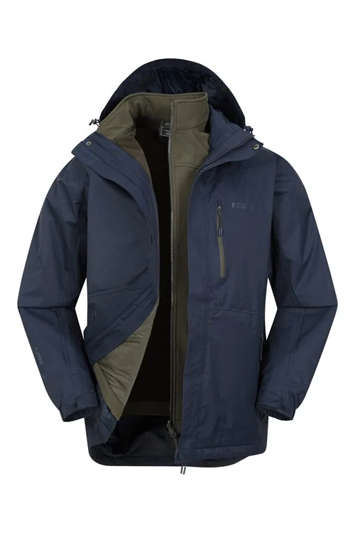 Mountain Warehouse Mens Bracken Extreme 3 in 1 Waterproof Jacket - Indigo