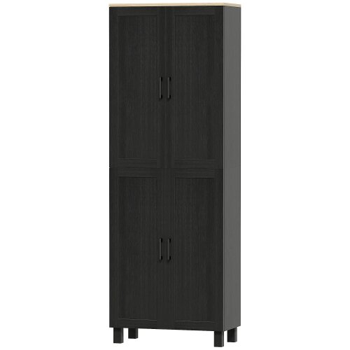 Wyld Haus Parare 171cm Wooden Black 4 Door Freestanding Kitchen Pantry Cabinet